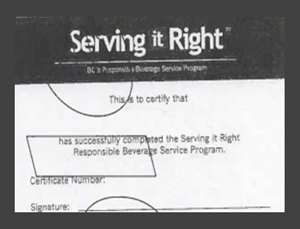 Serving it Right Certificate